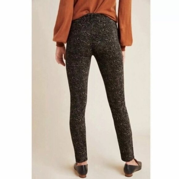 Anthropologie Adriano Goldschmied Gray Stevie Paisley High Rise Velvet Pants - Picture 3 of 8